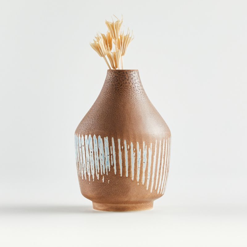 Scoville Small Tan and Blue Vase + Reviews | Crate and Barrel | Crate & Barrel