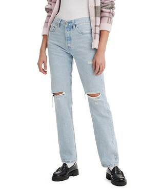 Levi's® 501® Original Mid Rise Distressed Straight Leg Jeans | Dillard's