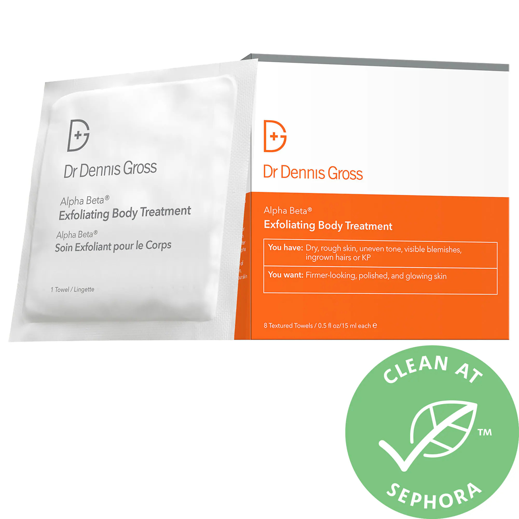 Dr. Dennis Gross Skincare Alpha Beta® Exfoliating Body Treatment Peel 8 Textured Towels | Sephora (US)