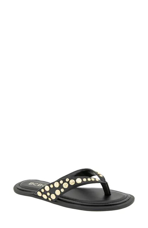 bcbg Zelilya Studded Flip Flop in Black at Nordstrom, Size 8 | Nordstrom