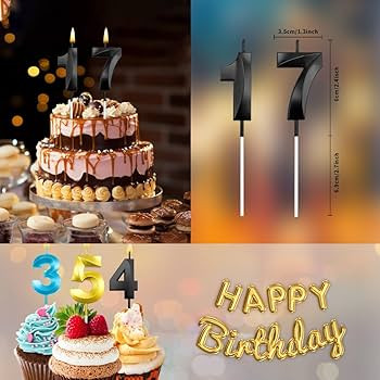 17th Birthday Candles 17 Candles for 17th Birthday Decorations for Boys Happy 17 Birthday Cake To... | Amazon (US)