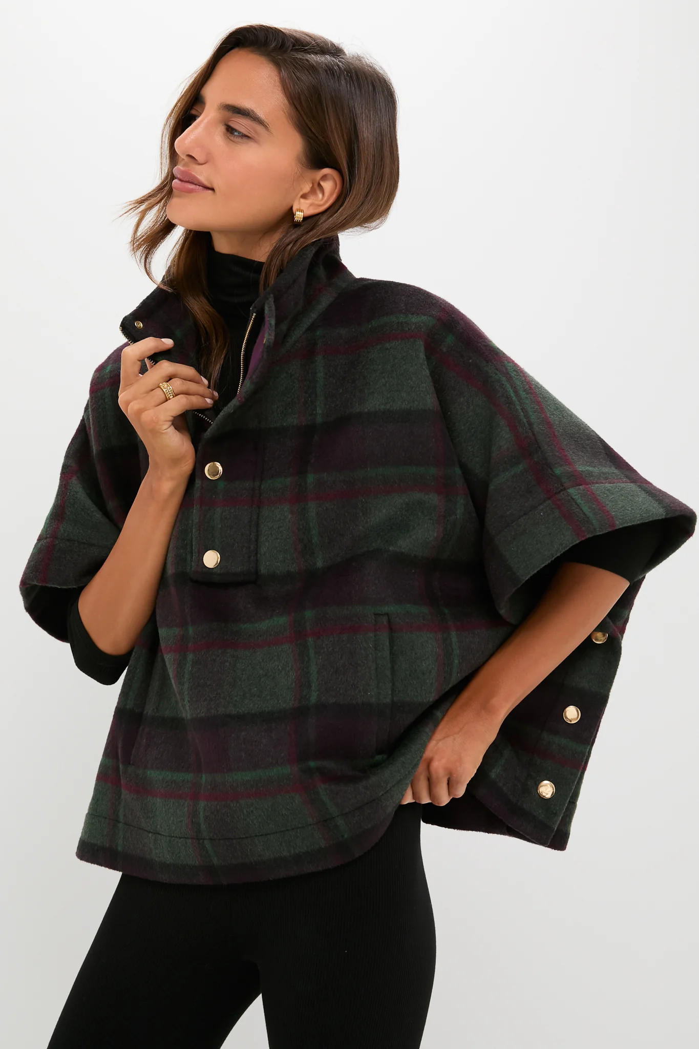 Forest Plaid Wool Winthrop Poncho | Tuckernuck (US)