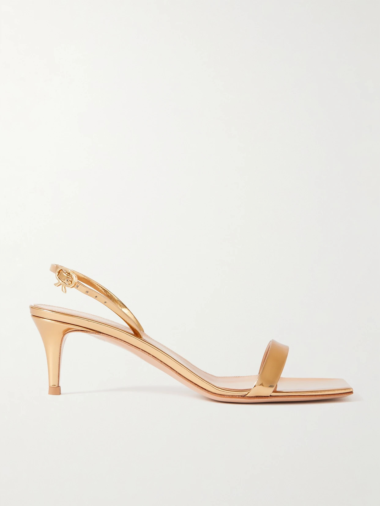 Gianvito Rossi - Ribbon 55 Patent-leather Slingback Sandals - Gold | NET-A-PORTER (US)