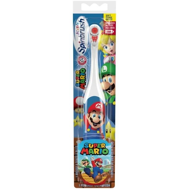 Super Mario Arm & Hammer Kids Spinbrush, Soft, Electric Battery Toothbrush, 1 Count | Walmart (US)