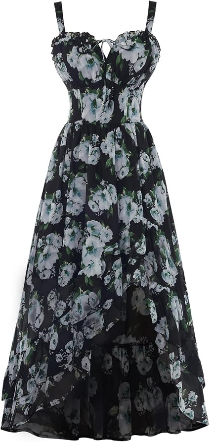 Scarlet Darkness Corset Dress for Women Summer Floral Flowy High Low Milkmaid Sundress for Weddin... | Amazon (US)