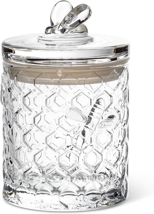 Abbott Collection Honeycomb Jar with Bee on Sealed Lid - Glass/Silicone, Clear (7.5" H) | Amazon (US)