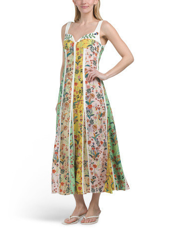 Linen Blend Printed Dress For Women, Cotton/Polyester/Linen | TJ Maxx