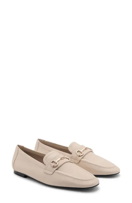 MANGO Buckle Leather Moc-Toe Flat in Pale Beige at Nordstrom, Size 5Us | Nordstrom