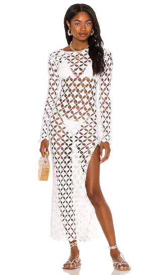 Arella Midi Dress in White | Revolve Clothing (Global)