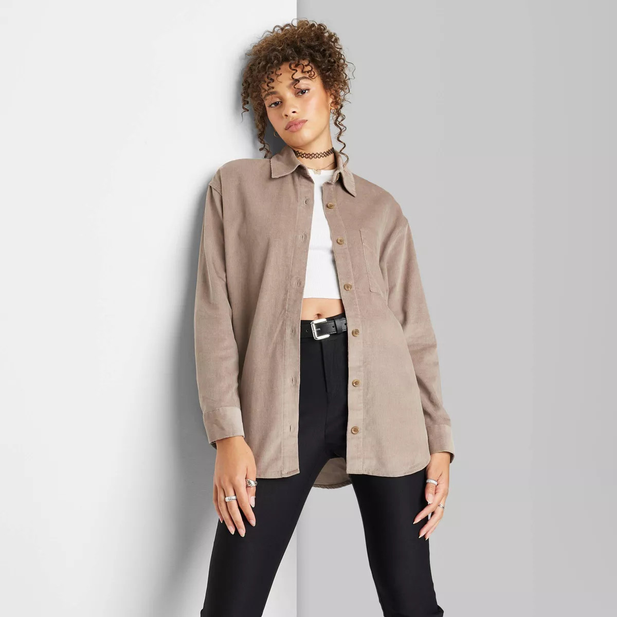 Women's Oversized Button-Down Corduroy Shirt - Wild Fable™ | Target