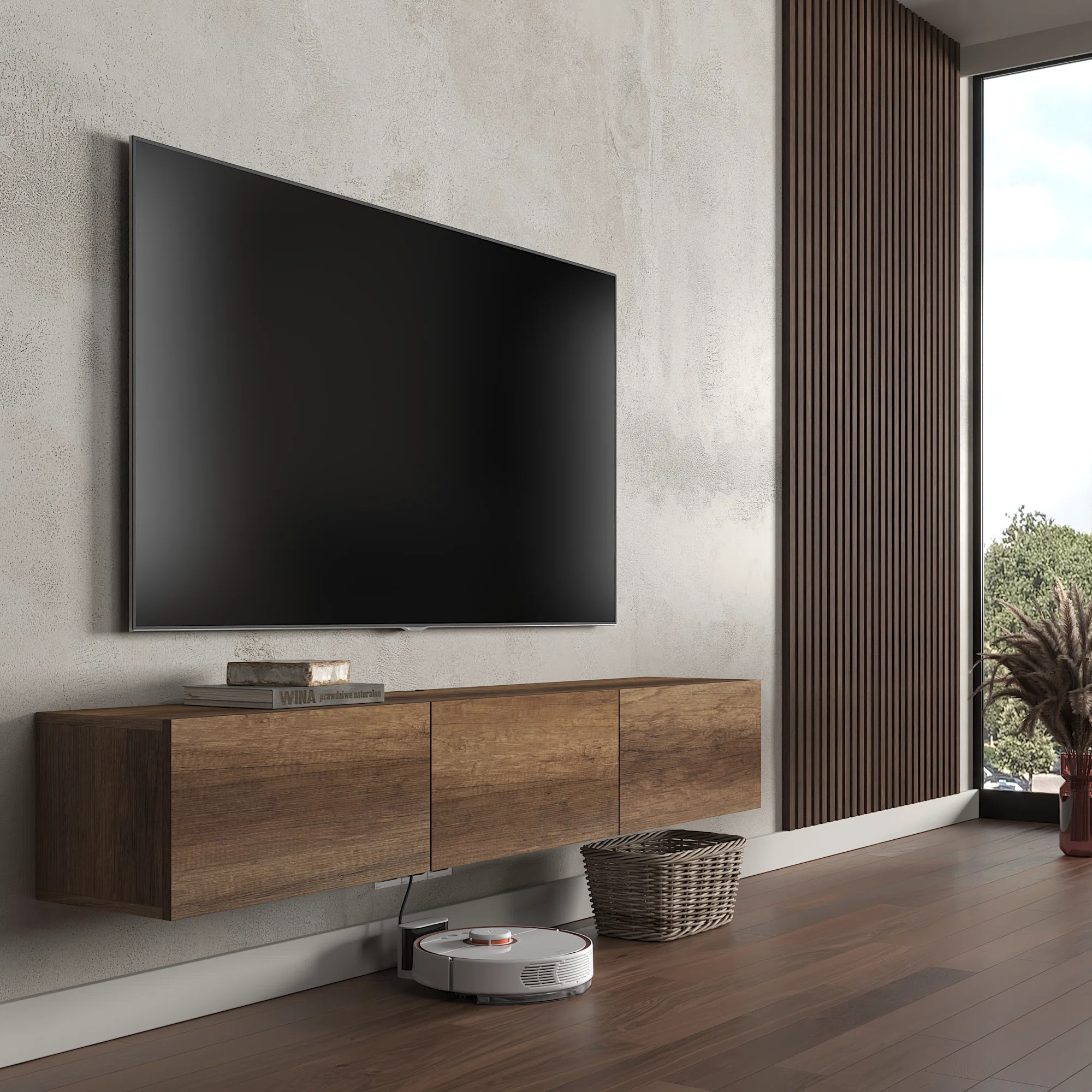 Colima Modern Floating TV Stand Up to 80" TVs Wall-Mounted Media Console with Storage Cabinet | Wayfair North America