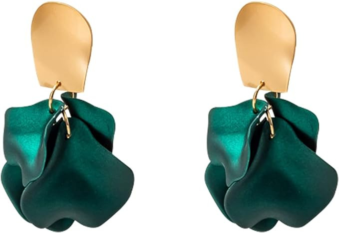 GUOXIAOMEI Chic Elegant Boho Red Rose Petal Dangle Resin Earrings Drop Acrylic Tiered Matte Flowe... | Amazon (US)