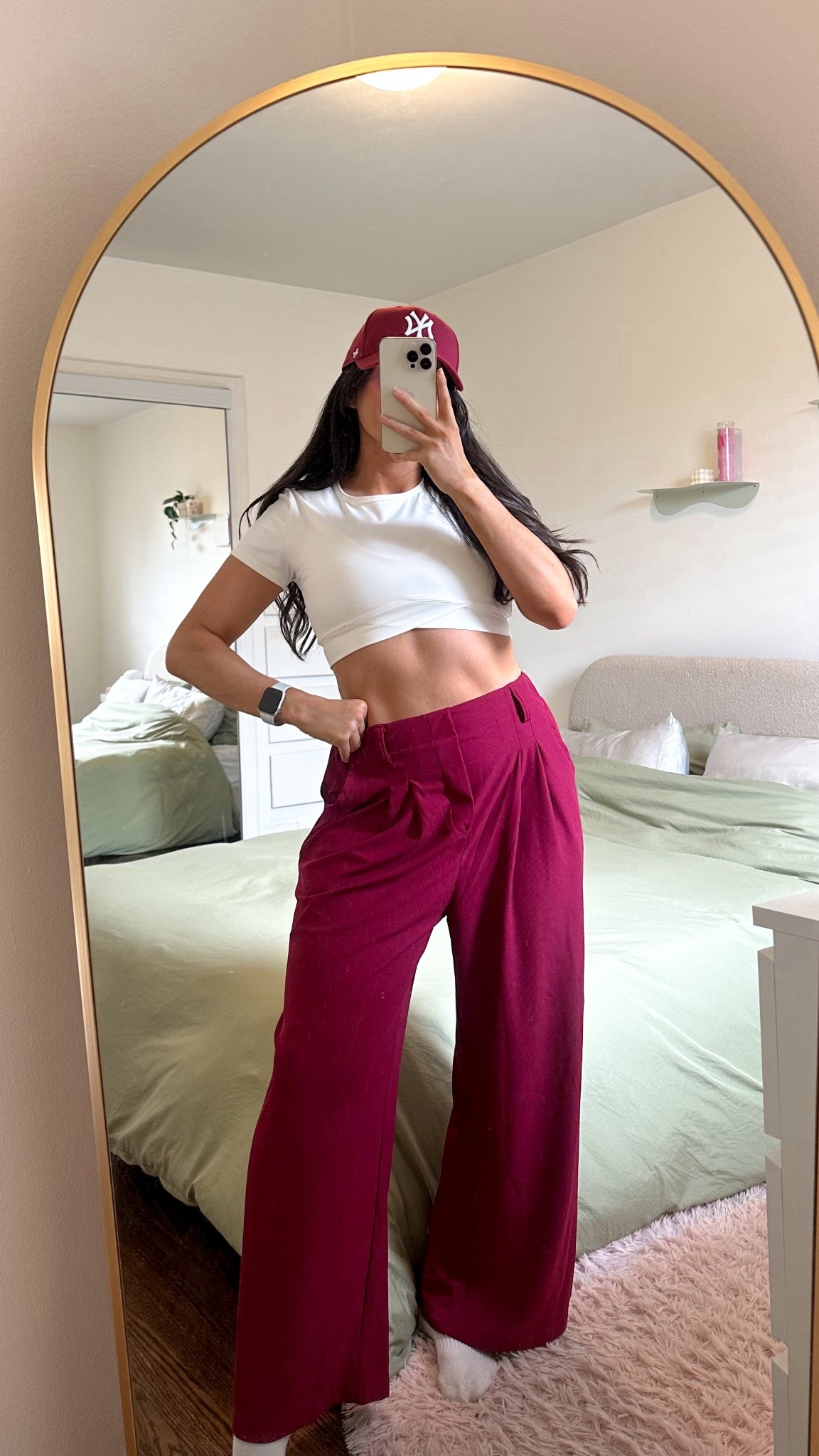 fave dress pants & hat right now 💕 wearing a medium in the Halara flex pants + medium in the Halara crop top

Halara Flex™ High Waisted Side Pocket Wide Leg Waffle Work Pants, workwear, dress pants, wide leg work pants, office wear, clean up cap, New York cap, New York Yankees hat, SnapBack 
, Softlyzero™ Plush Crossover Hem Cropped Sports Top, Halara crop top 

#LTKstyletip #LTKcanada #LTKworkwear