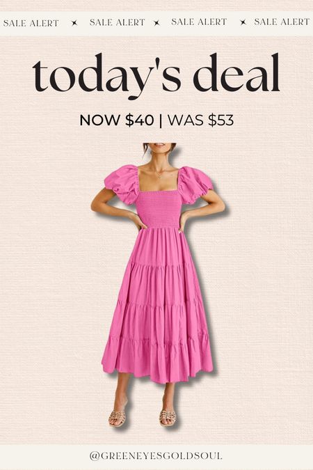 Amazon spring sale! Was $53 now $40 💛
Midi dress, dress, Easter, pink 

#LTKU #LTKfindsunder50 #LTKsalealert