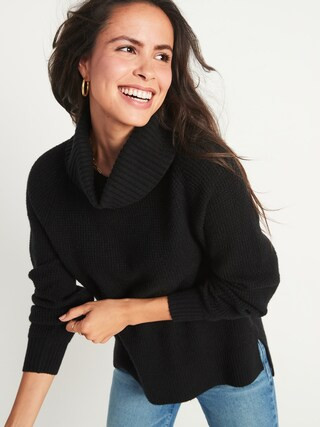 Textured Waffle-Knit Cowl-Neck Sweater for Women | Old Navy (US)