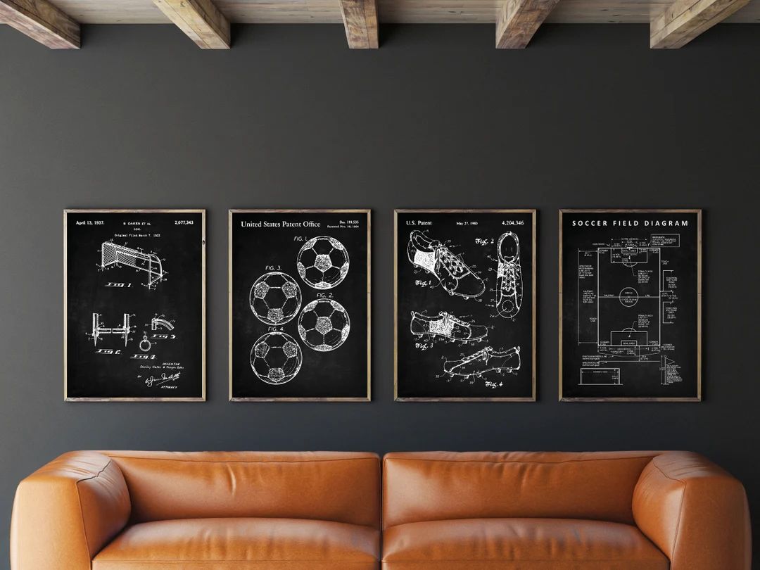 Soccer Wall Art Set of 4 Soccer Patent World Cup Poster - Etsy | Etsy (US)