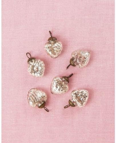Luna Bazaar Mercury Glass Mini Heart Ornaments (1 to 1.5-Inch, Silver, Hetty Design, Set of 6) - ... | Amazon (US)