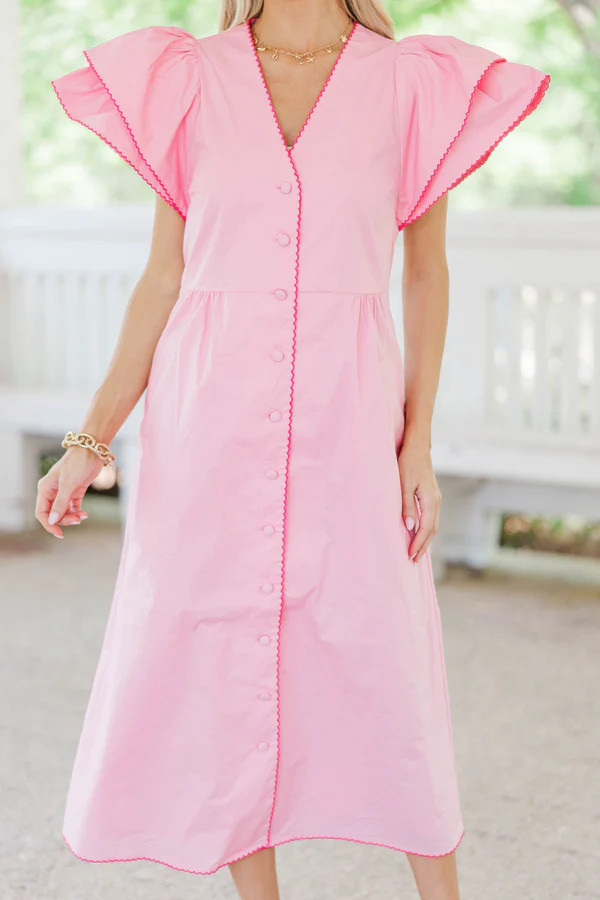 Back When Pink Scalloped Midi Dress | The Mint Julep Boutique