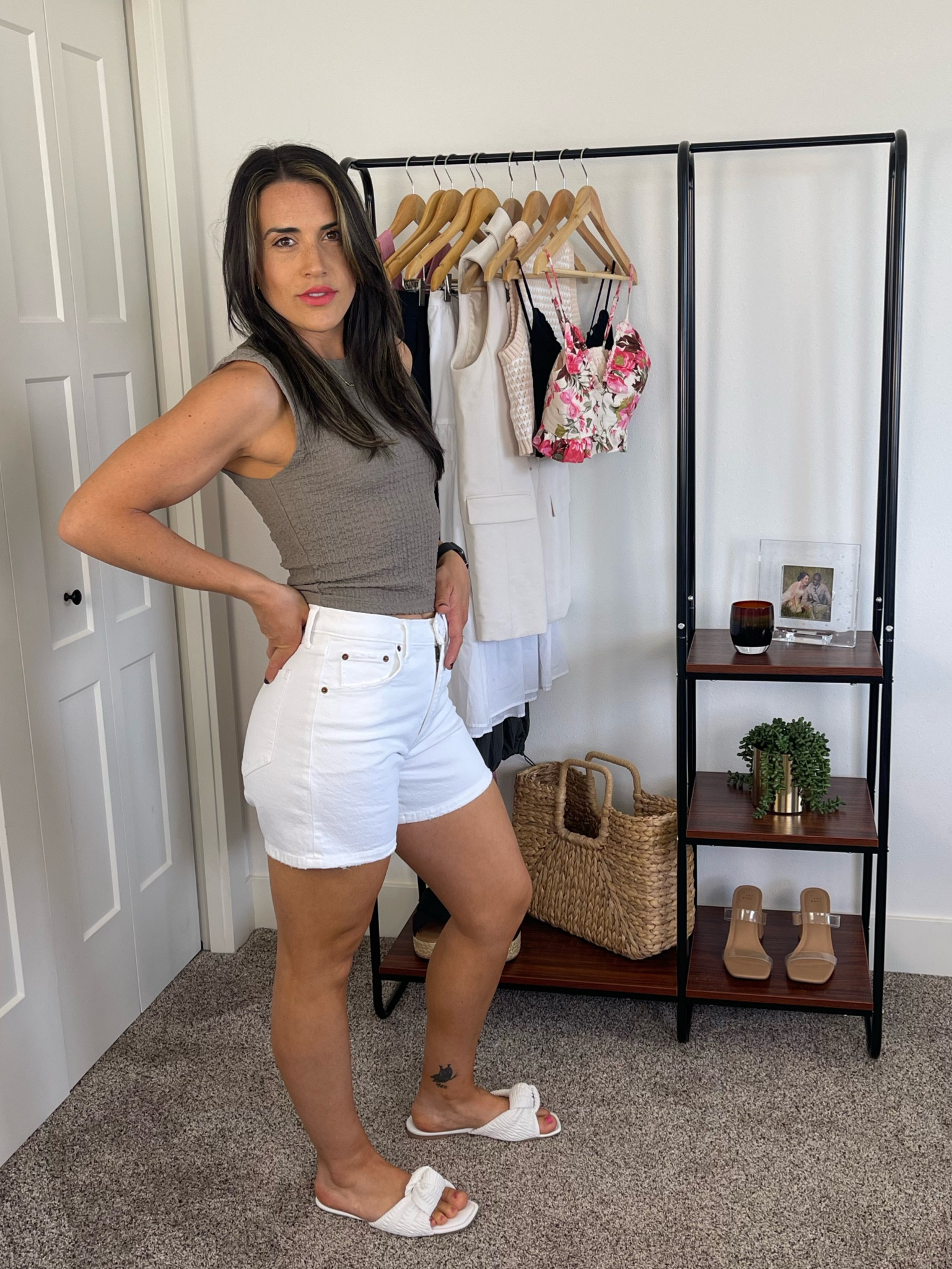 Vacation pieces | shorts | jean shorts ~ white shorts | try on haul | vacation essentials | abercrombie shorts | discount 

Wearing size 26 in all shorts. Would only size up one in the high rise mom shorts color “medium"

#LTKSeasonal #LTKsalealert #LTKunder100