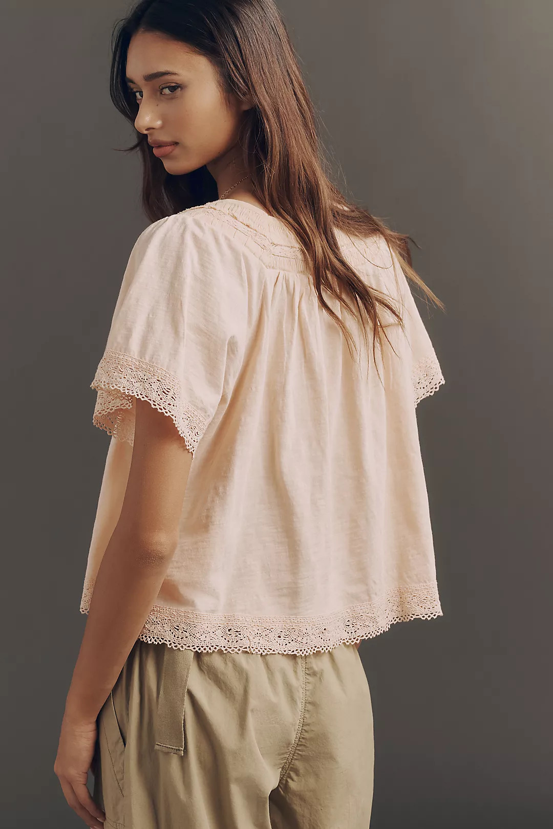 By Anthropologie Lace-Trimmed Short-Sleeve Henley | Anthropologie (US)