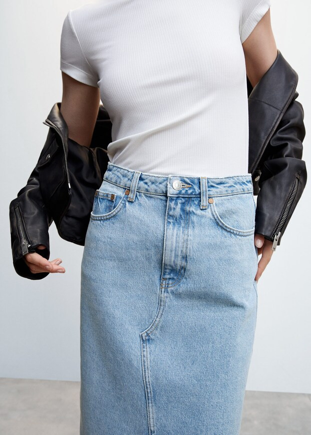 Slit denim skirt -  Women | Mango USA | MANGO (US)