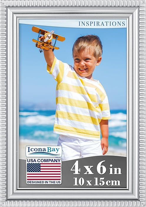 Icona Bay 4x6 Silver Picture Frame Beautifully Detailed Molding, Contemporary Picture Frame Set, ... | Amazon (US)
