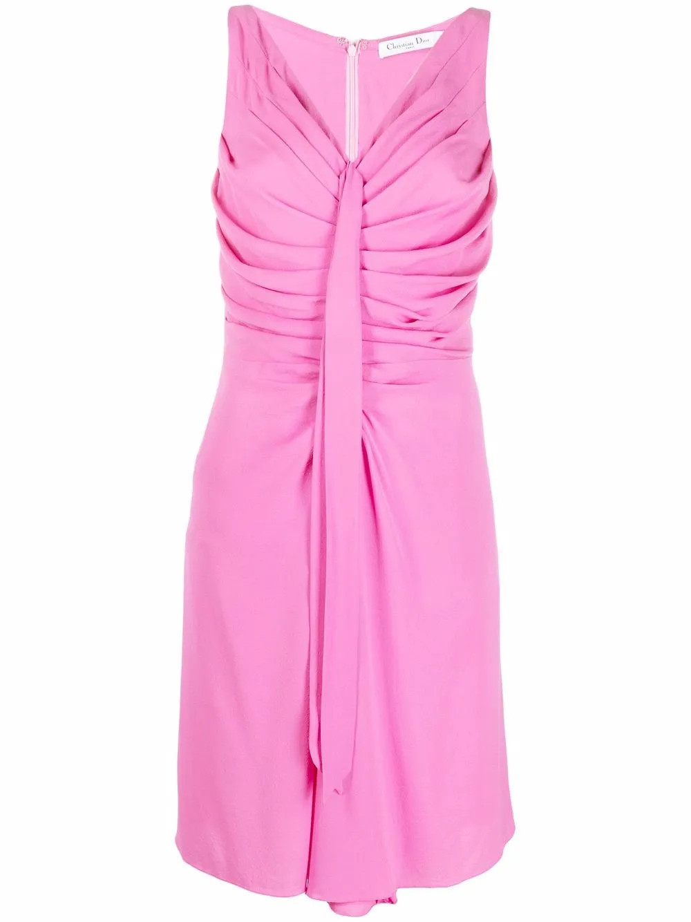 Christian Dior Pre-Owned 2010s draped front sleeveless dress - Pink | Farfetch Global