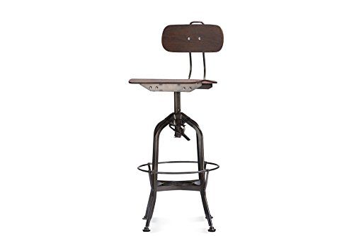 Baxton Studio Justin Distressed Bar Chair with Adjustable Seat, Natural | Amazon (US)