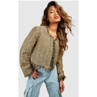 Womens Gold Boucle Jacket - 10 | boohoo (US & Canada)