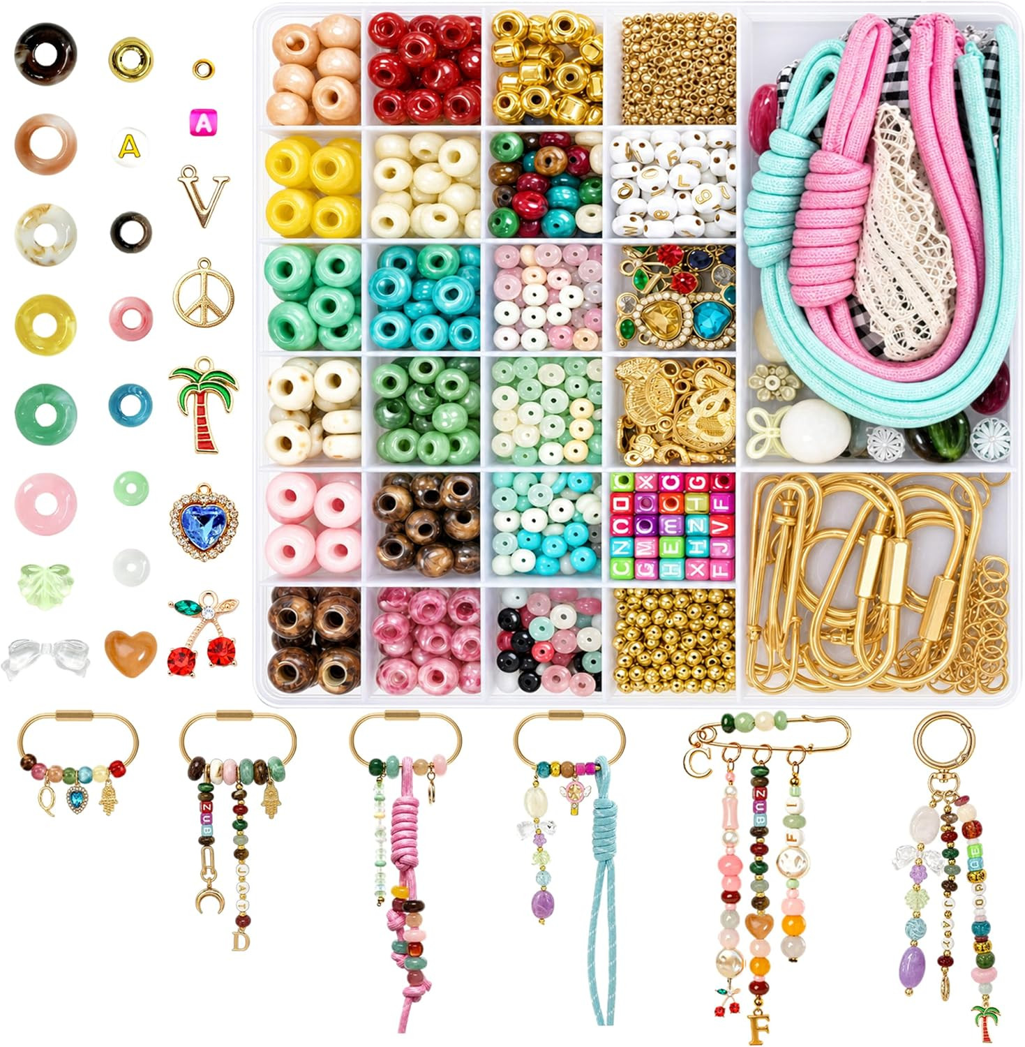 Kasmena 900+ Pcs DIY Bag Charm & Keychain Making Kit with Beads and Charms | Amazon (US)