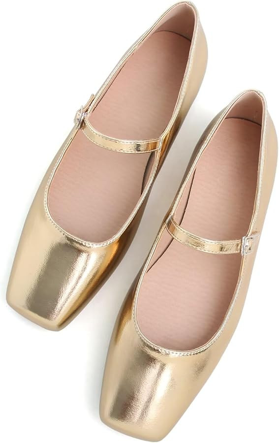 TN TANGNEST Leather Flats for Women Comfortable Square Toe Slip On Flats Soft Work Flats Retro Ma... | Amazon (US)