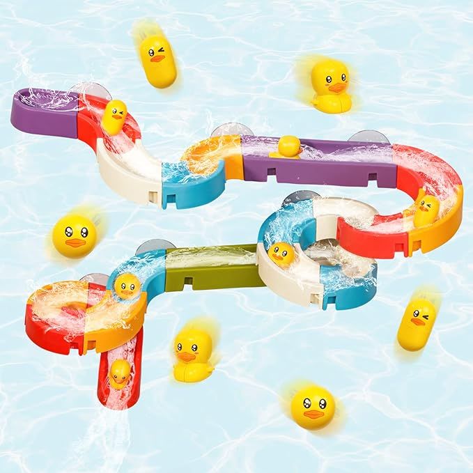 Tiyol Duck Slide Bath Toys, Wall Track Building Set for Kids Ages 4-8, Fun DIY Kit Birthday Gift ... | Amazon (US)