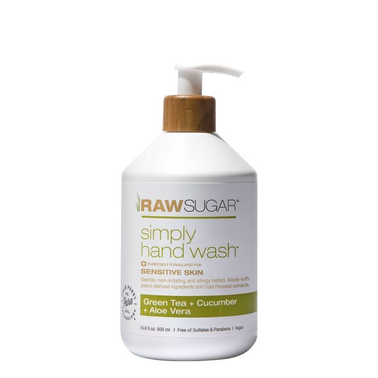 Raw Sugar Simply Hand Wash Sensitive Skin Green Tea + Cucumber + Aloe - 16.9 fl oz | Target