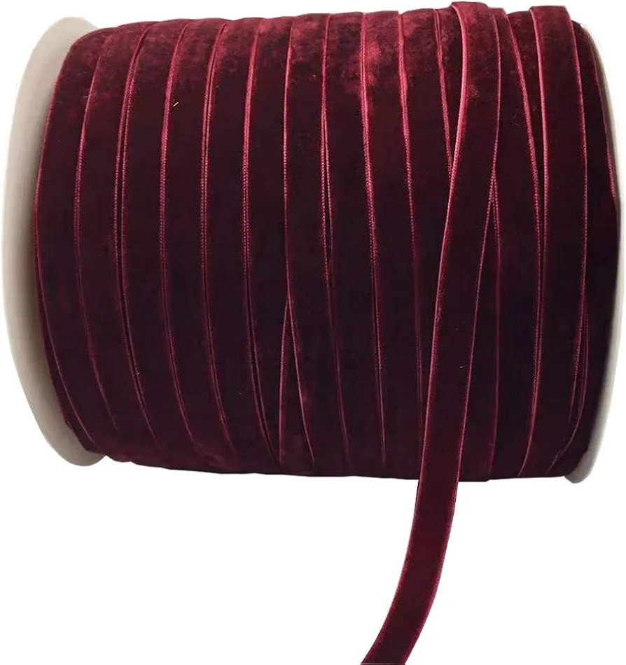 10 Yards Burgundy Velvet Ribbon Spool (Wine, 3/8") | Amazon (US)