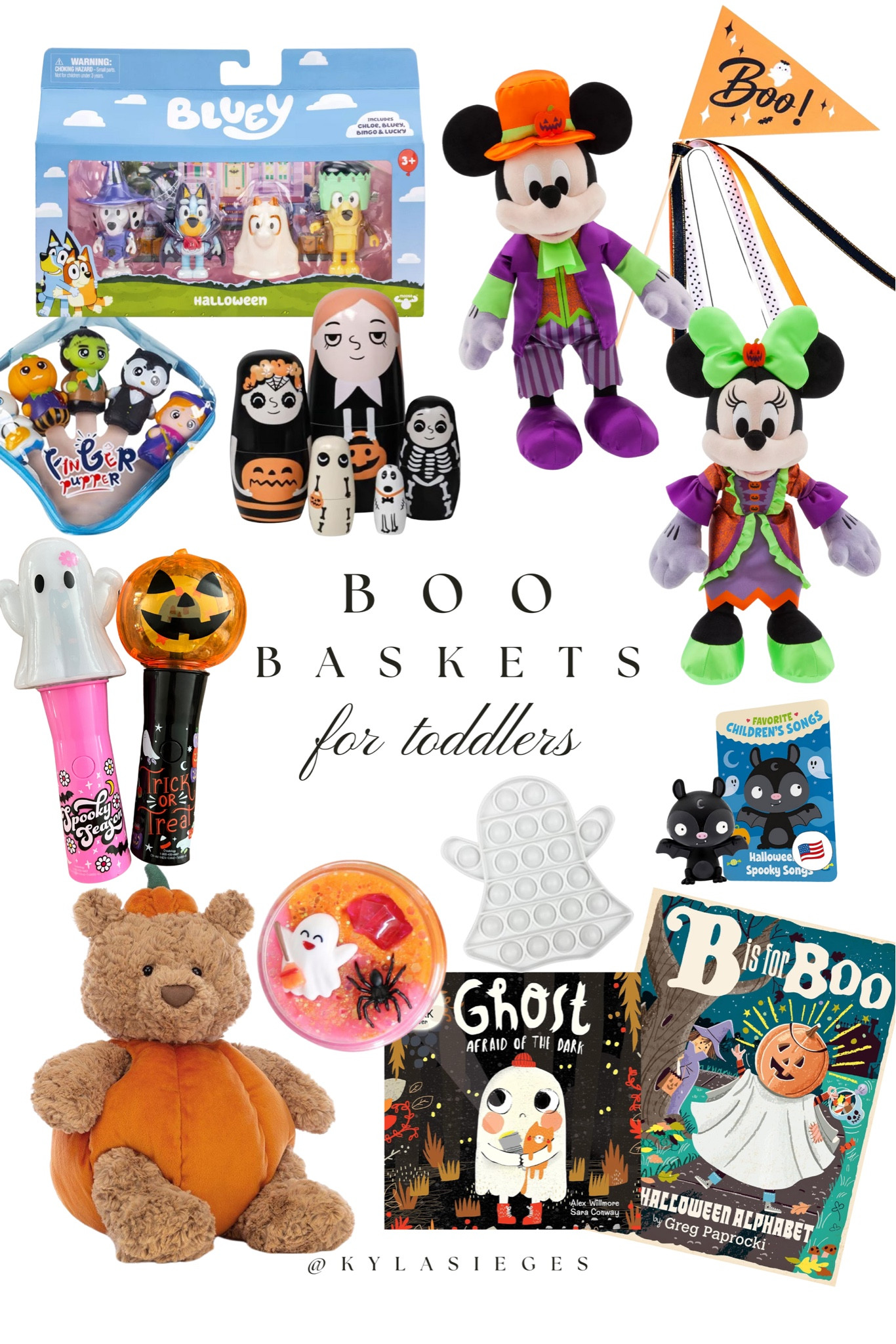 Fun boo basket ideas for your toddler! I tried to put some different suggestions here. 🎃👻

Right now the Minnie and Mickey are $18 each instead of  $28 if you buy something off the site, like the Bluey figures! Also free shipping!! 

#LTKSeasonal #LTKKids #LTKFamily