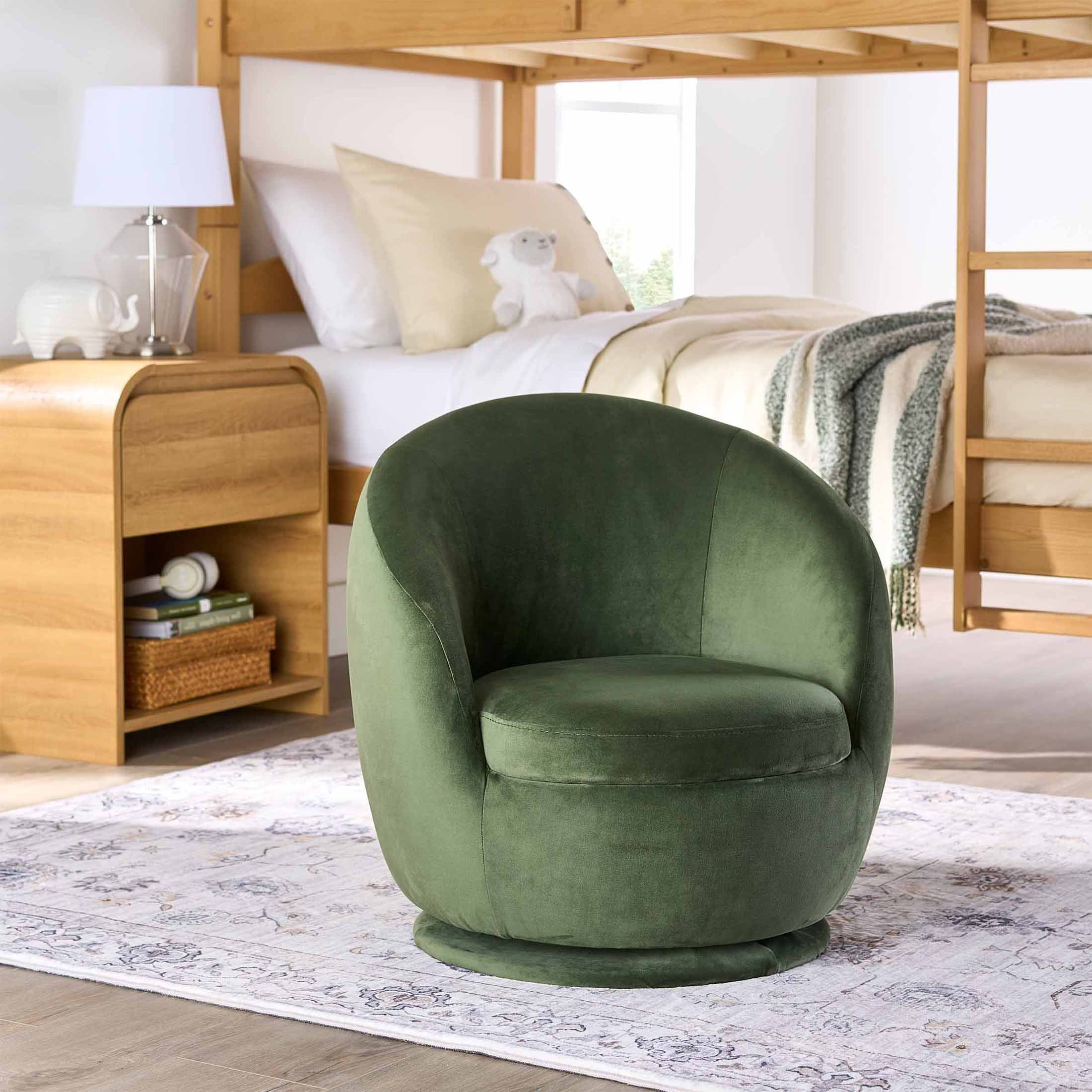 Better Homes & Gardens Mira Kids Swivel Chair, Olive Velvet - Walmart.com | Walmart (US)