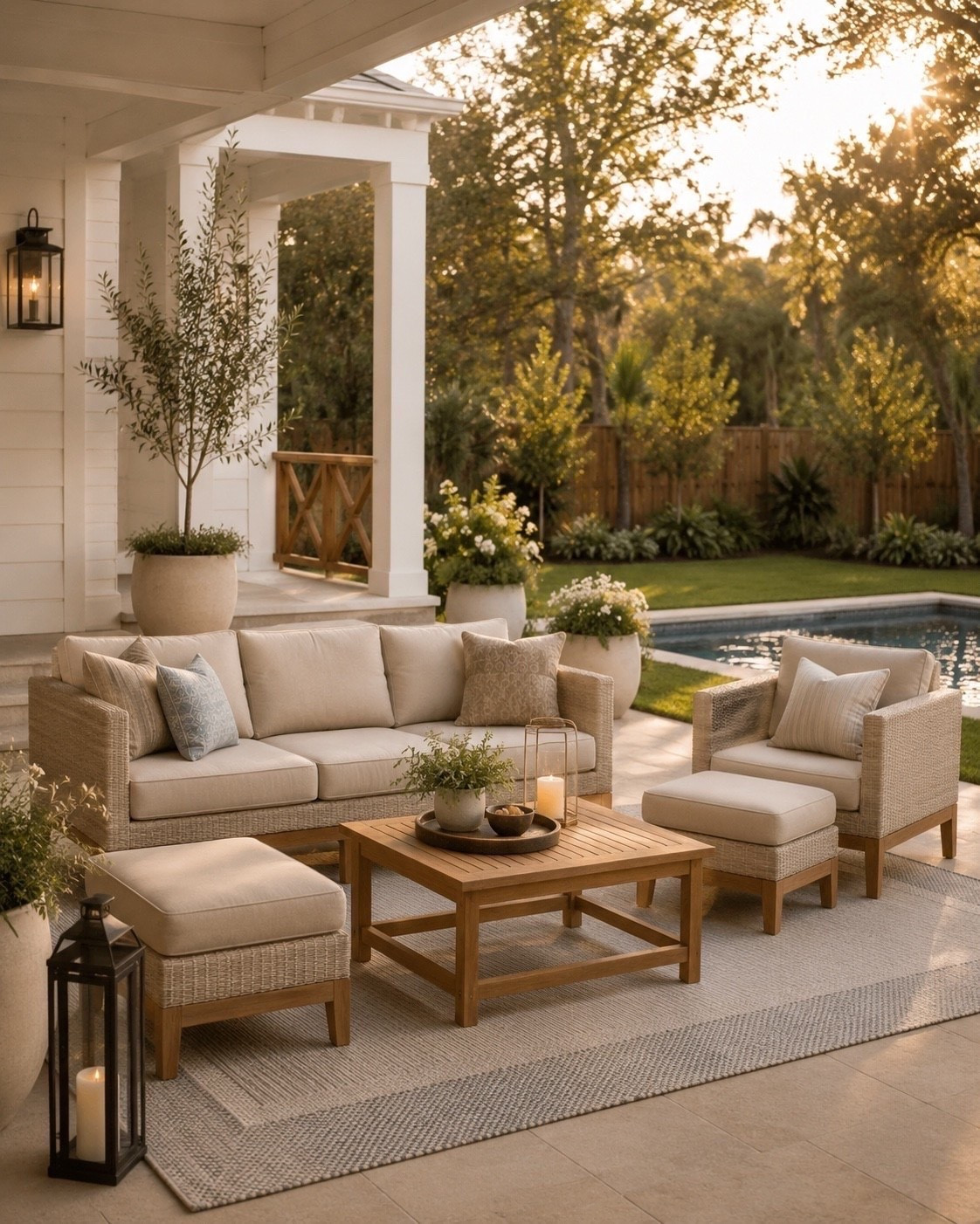 The outdoor setup of my dreams. 🌿🤎

I’m loving how the warm wood tones, woven textures, and soft neutral cushions come together to create that relaxed resort feel right at home.

It’s the perfect mix of cozy, elevated, and timeless—an outdoor space that feels inviting for slow mornings, summer evenings, and everything in between. ✨

#LTKmomlife #LTKHome #LTKdayinmylife