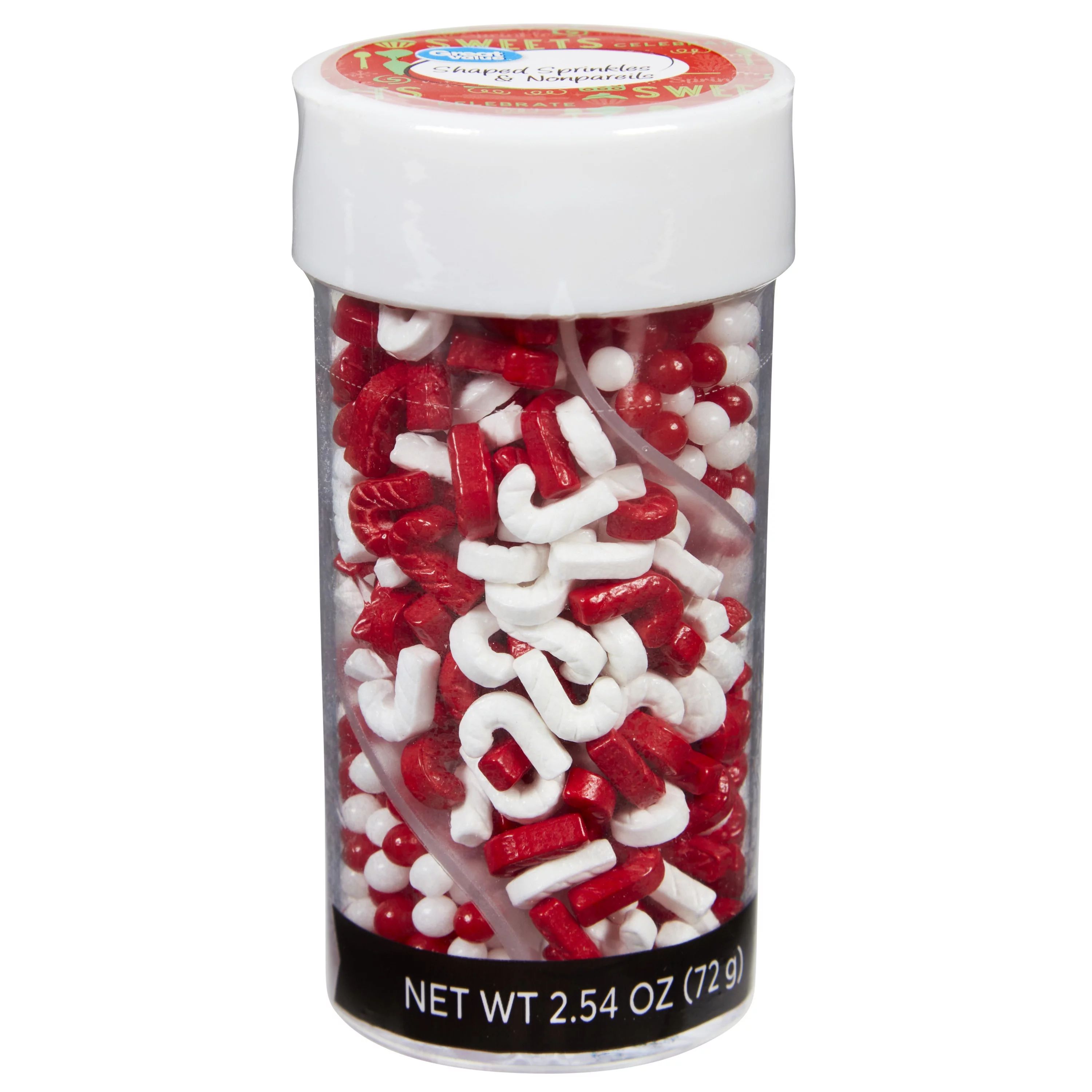 Great Value Christmas Candy Cane and Nonpareils Sprinkles Twist Bottle, 2.54 oz. - Walmart.com | Walmart (US)