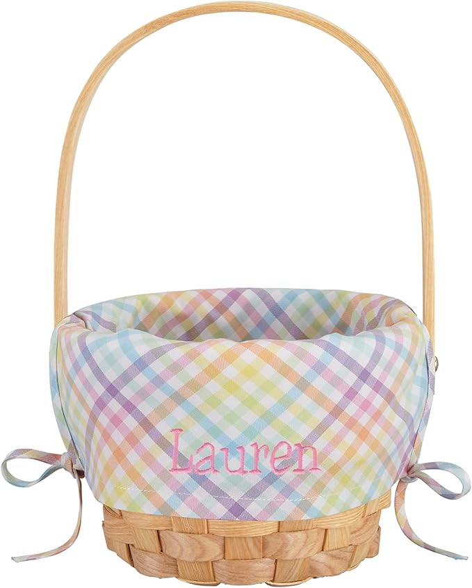 Let's Make Memories Personalized Create Your Own Wicker Easter Basket – Pink Gingham Design - B... | Amazon (US)