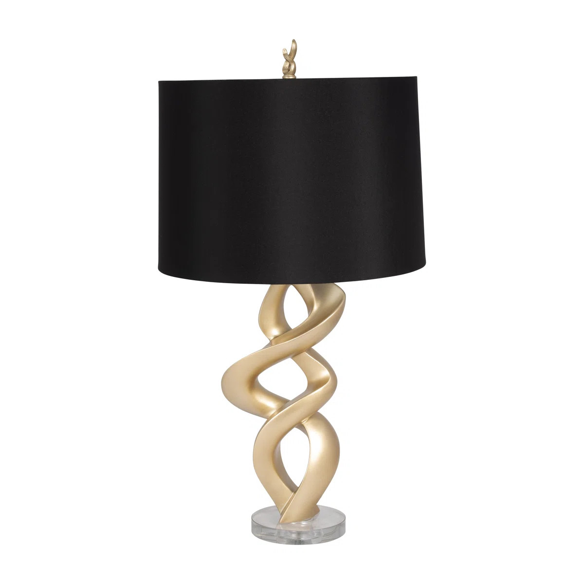 Modern Glam Resin Swirl Table Lamp, Gold Finish, Made with Resin, Crystal, and Linen | Wayfair North America