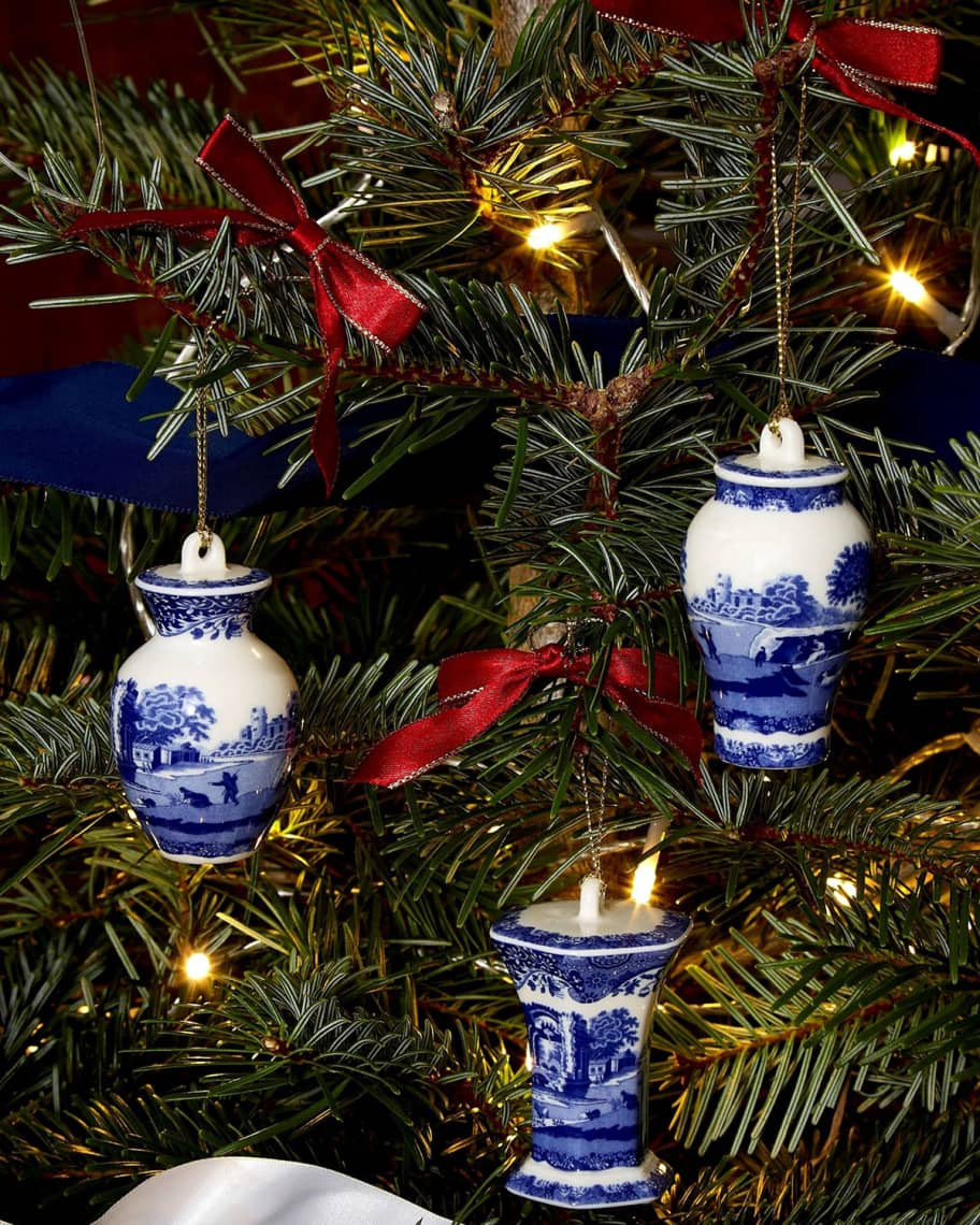 Blue Italian Mini Ginger Jar Christmas Ornaments, Set of 3 | Neiman Marcus