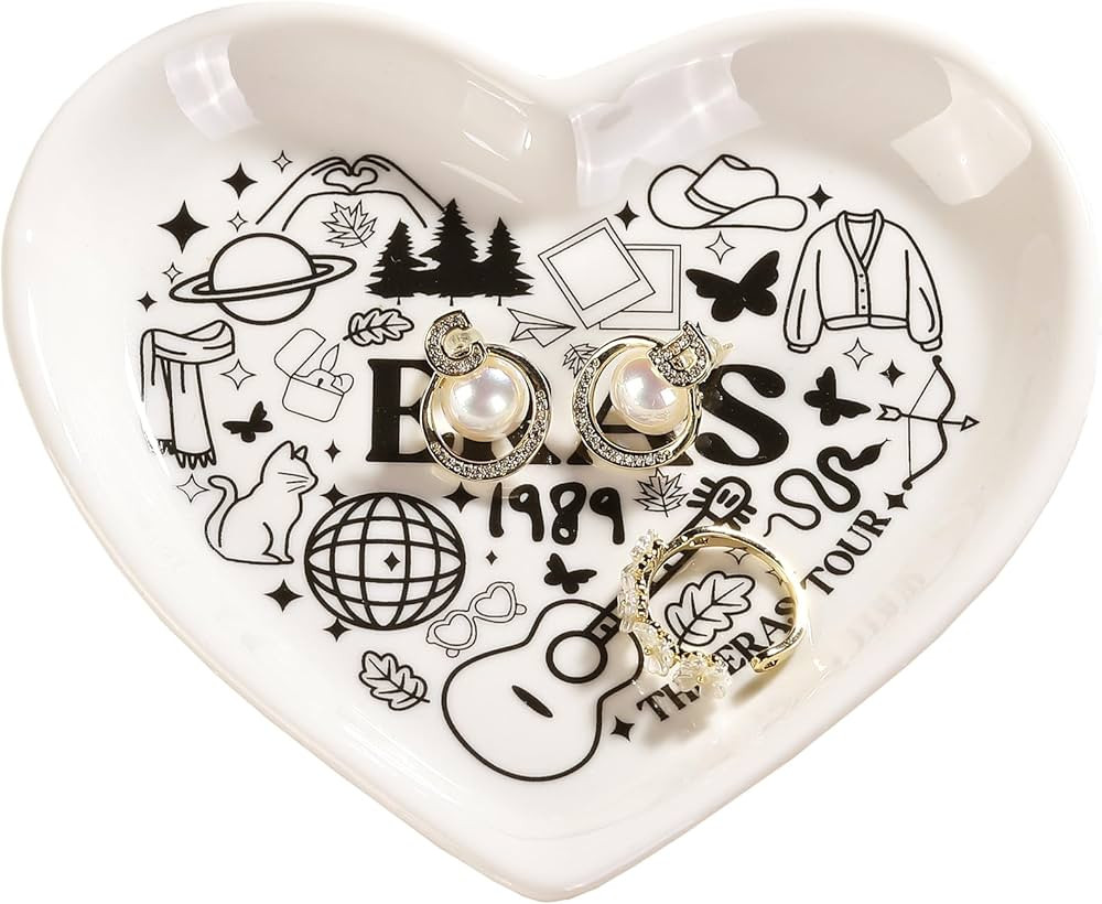 Music Theme Ring Dish - Music Fans Ceramic Jewelry Tray Birthday Gift for Women Girls, Singer Swe... | Amazon (US)
