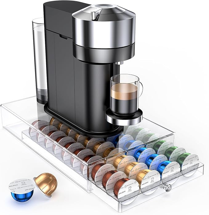 Coffee Pods Holder Acrylic Drawer Compatible with Nespresso Vertuo Capsules And Dolce Gusto Capsu... | Amazon (US)