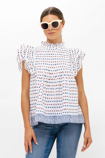 Pintuck Ruffle Top- Ellis Blue | Oliphant Design