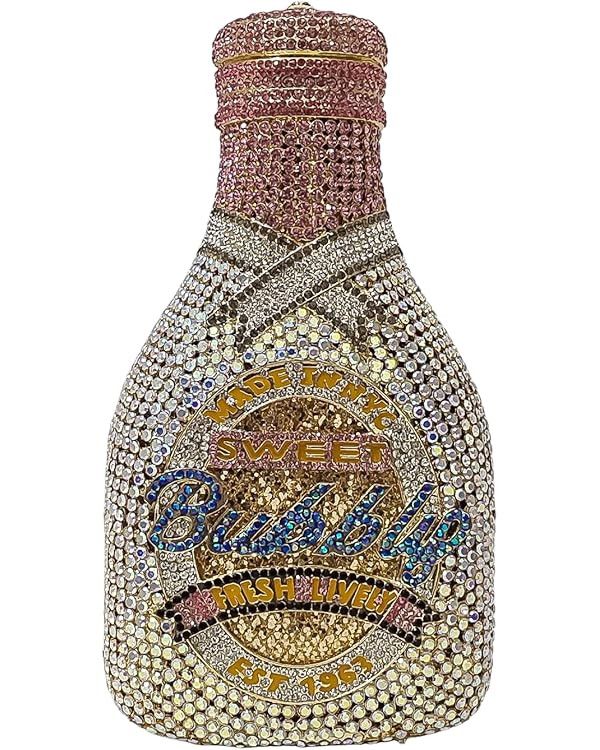 HUANG ZHUANG Women Champagne Bottle Evening Bag Rhinestone Clutch Purse Prom Sweet Crystal Handba... | Amazon (US)
