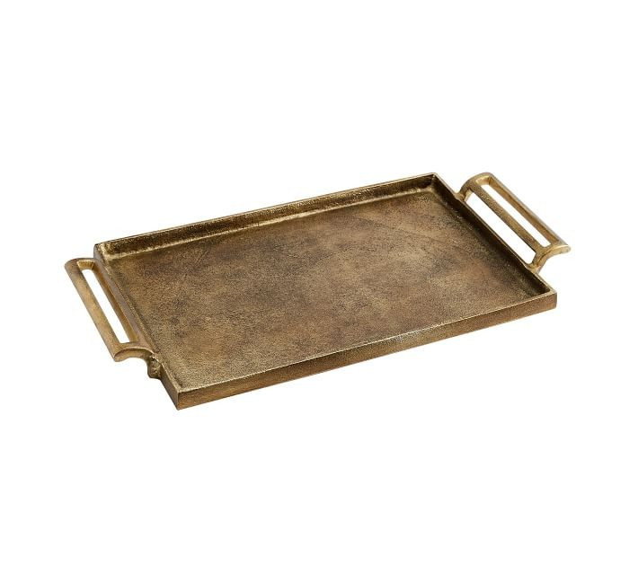 Antiqued Metal Decorative Tray | Pottery Barn (US)