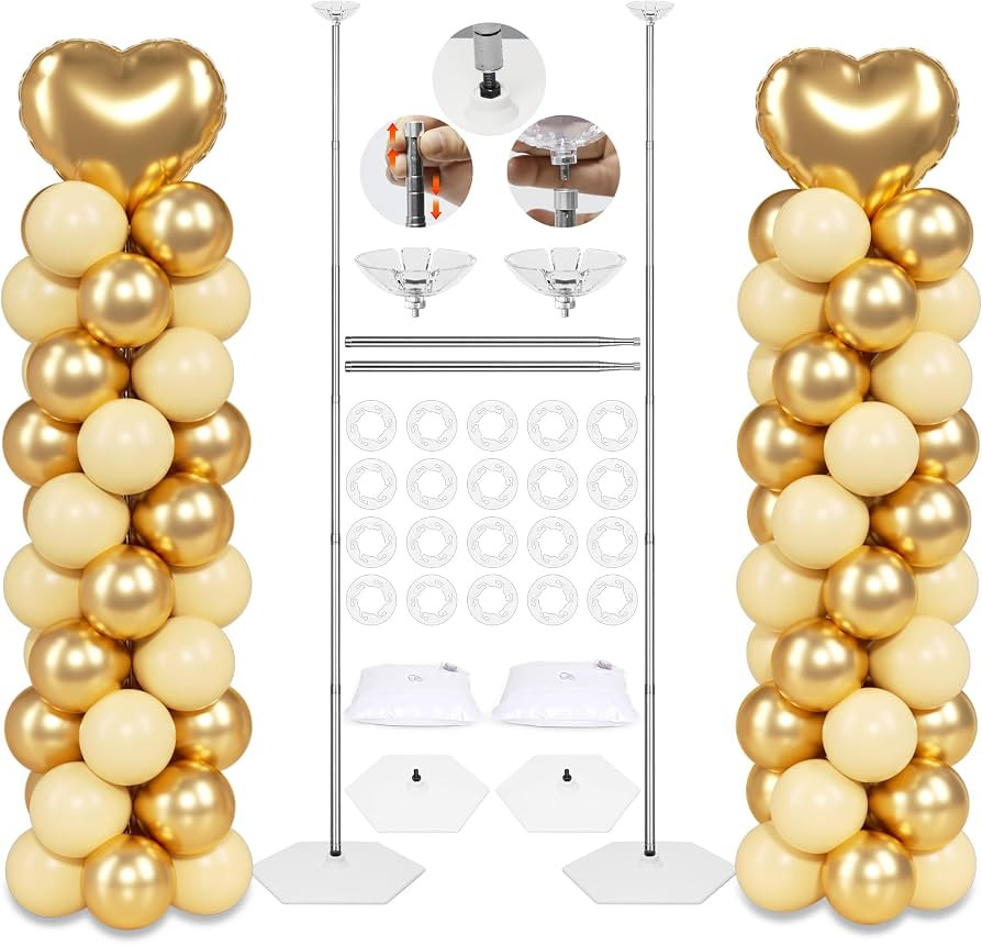 2 Sets Balloon Column Stand Kit with Reusable Metal Telescopic | Amazon (US)