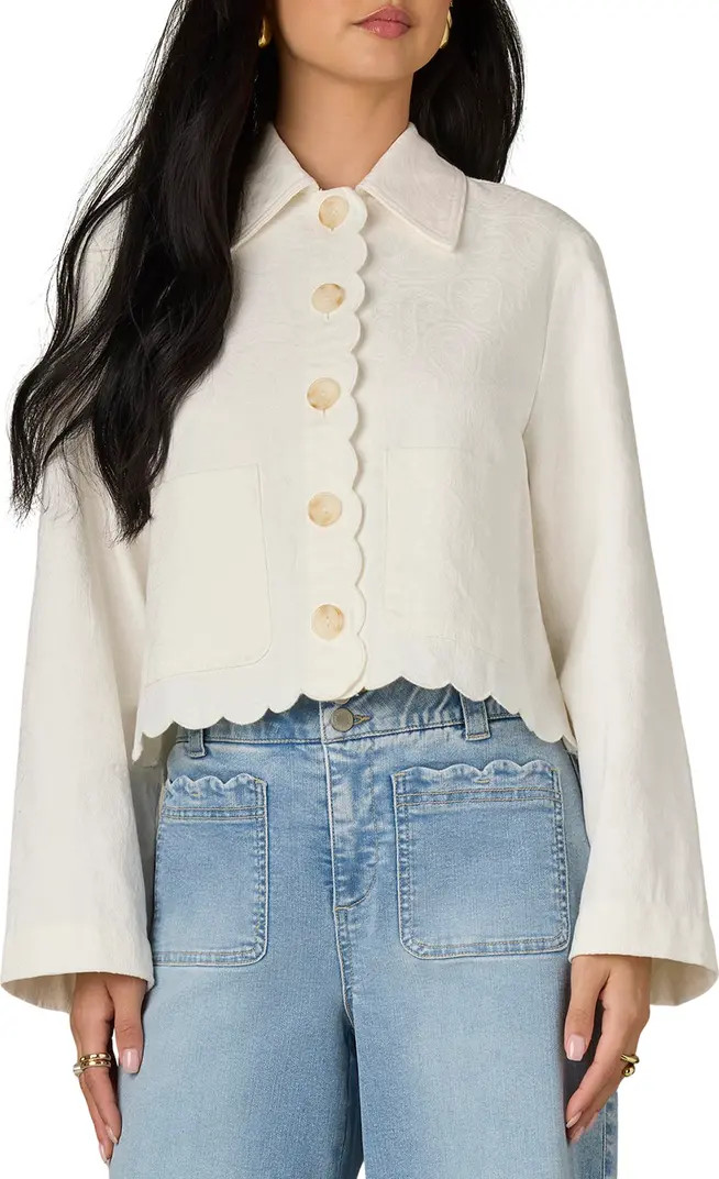 Scallop Detail Cotton Crop Jacket | Nordstrom
