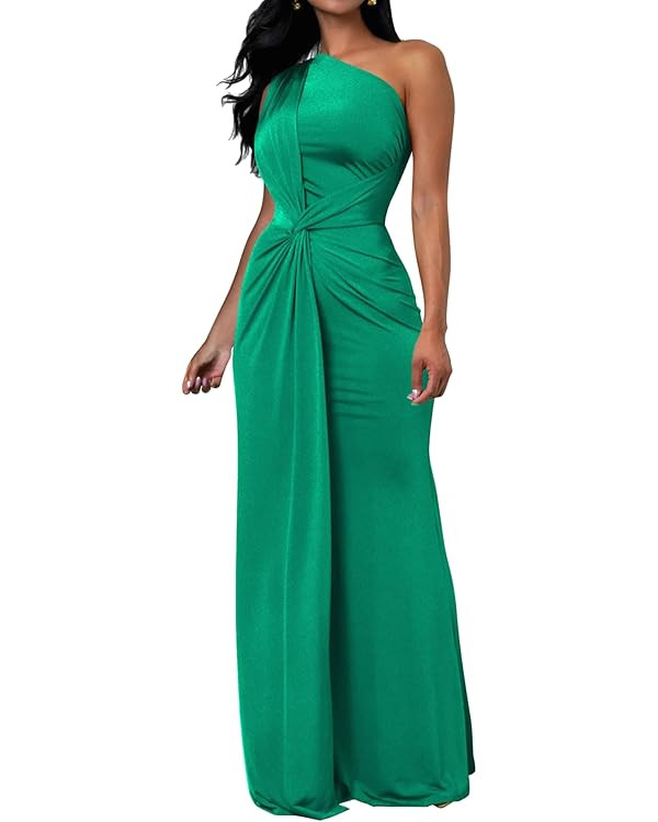 Memoriesea Women's Elegant Sleeveless One Shoulder Bodycon Evening Cocktail Maxi Dress | Amazon (US)