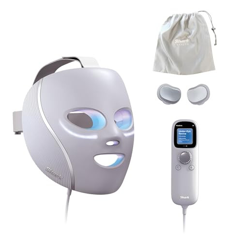 Shark CryoGlow LED Face Mask with Under-Eye Cooling, Anti-Ageing & Blemish Repair, Red & Blue LED, Infrared Light Therapy, USB-C, Remote Control, Storage Bag, Adjustable Straps, Lilac Chill FW312PLUK | Amazon (UK)